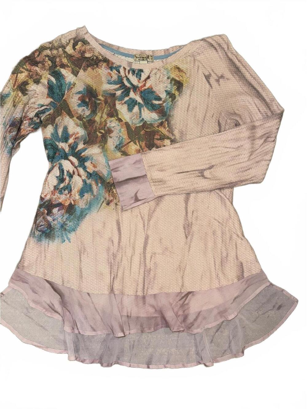 Women's One World Floral Tropical Long Sleeve Blouse Size Medium